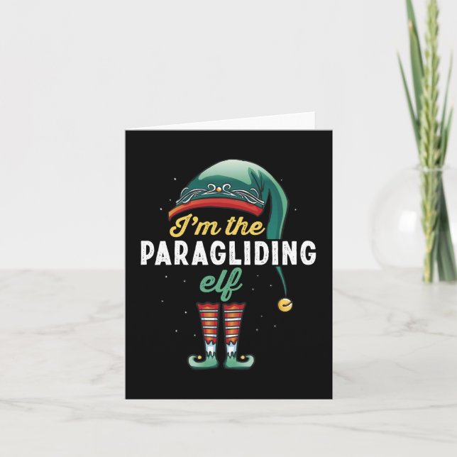 Paragliding Elf Family Matching Christmas Gift Card (Front)