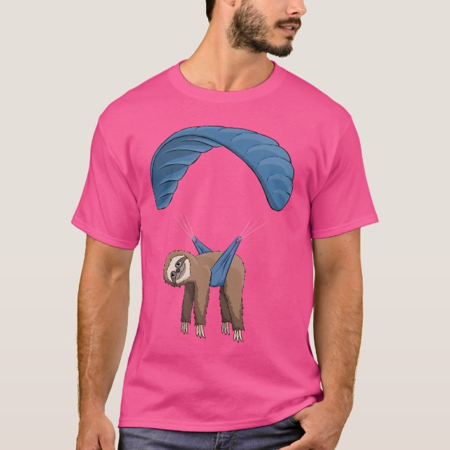 Paragliding Flying Sloth Skydiving Paraglider T-Shirt (Front)