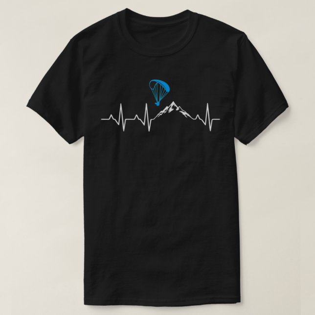 Paragliding Heartbeat Paraglider Parachute Mountai T-Shirt (Design Front)