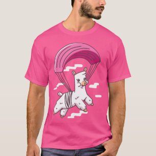 Paragliding Lama Alpaca Jump Parachute Skydiving T-Shirt