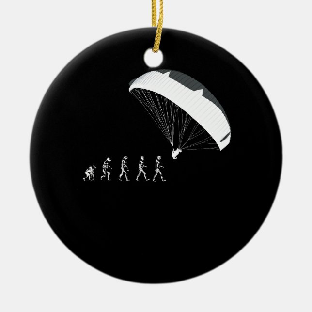 Paragliding Parachutes Soaring Evolution Ceramic Tree Decoration (Front)