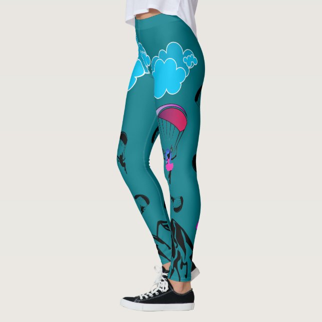 Paragliding Pixie Scenery Leggings Teal (Left)