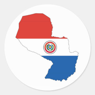 paraguay country flag map shape silhouette classic round sticker