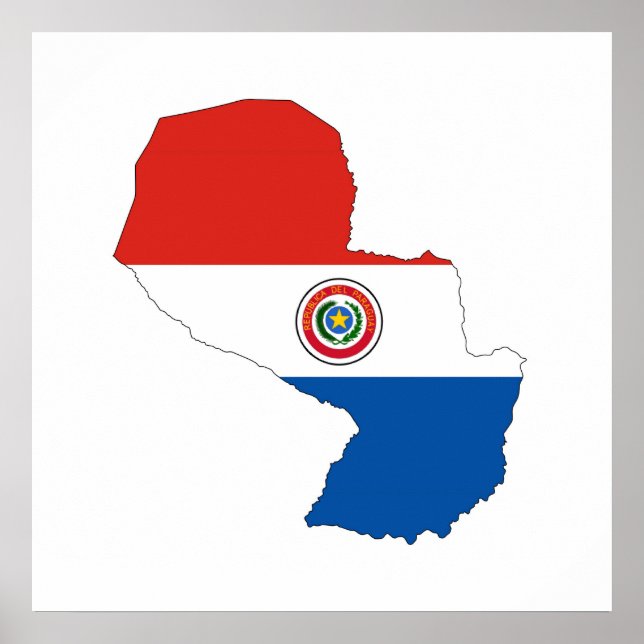 paraguay country flag map shape silhouette poster (Front)