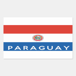 paraguay country flag symbol name text rectangular sticker
