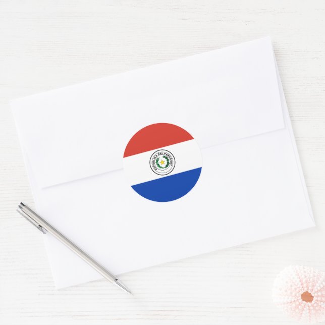 Paraguay flag classic round sticker (Envelope)