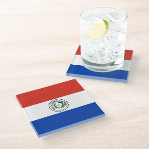 Paraguay flag glass coaster