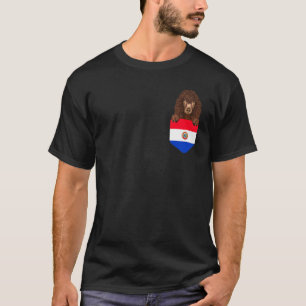 Paraguay Flag Irish Water Spaniel Dog In Pocket T-Shirt