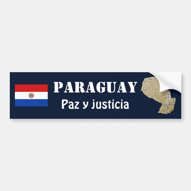 Paraguay Flag + Map Bumper Sticker (Front)