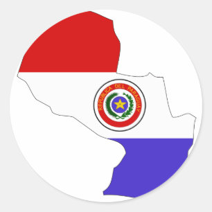 Paraguay flag map classic round sticker