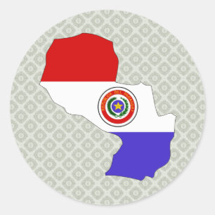 Paraguay Flag Map full size Classic Round Sticker