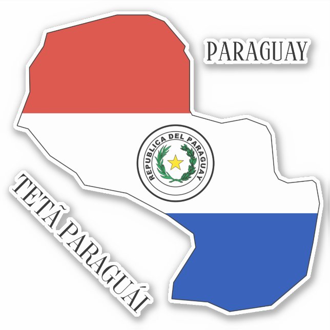 Paraguay Flag Map Outline (Front)