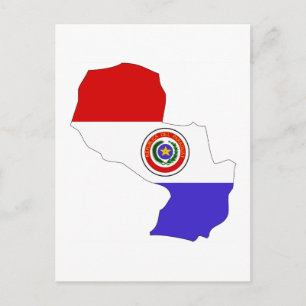 Paraguay flag map postcard