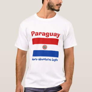 Paraguay Flag + Map + Text T-Shirt