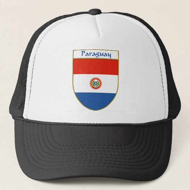 Paraguay Flag Shield Trucker Hat (Front)
