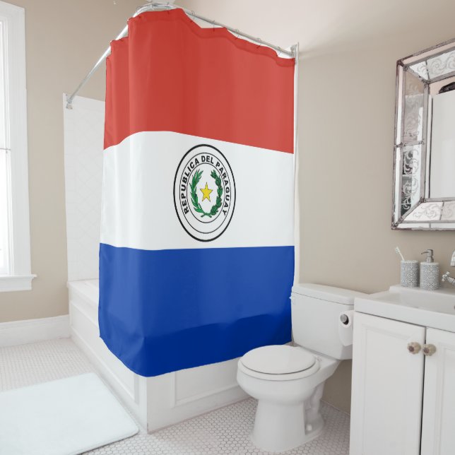 Paraguay flag shower curtain (In Situ)