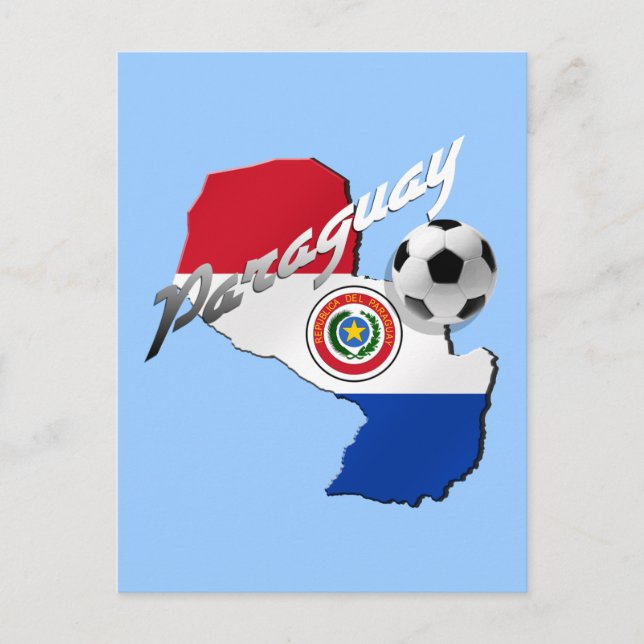 Paraguay flag soccer ball map of Paraguay gifts Postcard (Front)