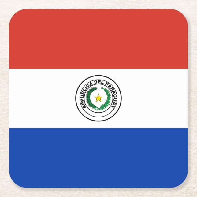 Paraguay Flag Square Paper Coaster (Front)