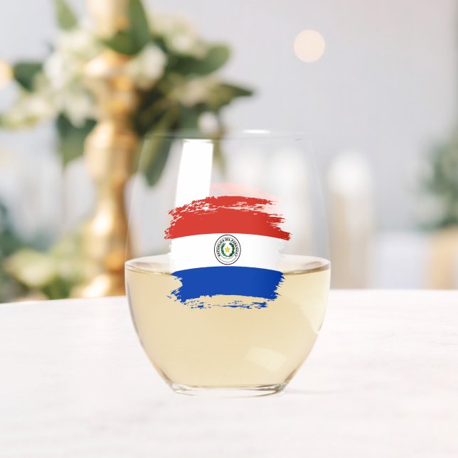 Paraguay flag stemless wine glass (Insitu (Wedding))