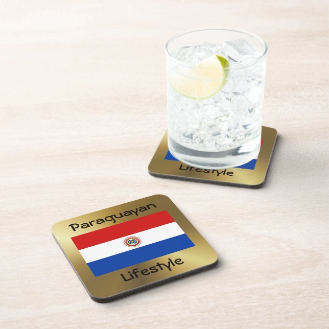 Paraguay Flag+Text Coaster (Right Side)