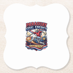 Paraguay Goal Energy Skeleton Striker Nations Bold Paper Coaster
