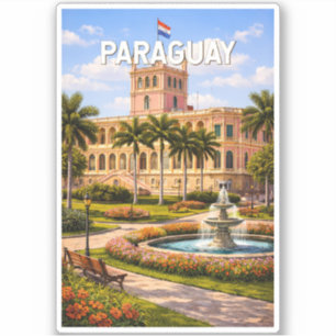 Paraguay Illustration Travel Art Vintage