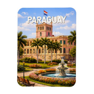 Paraguay Illustration Travel Art Vintage Magnet