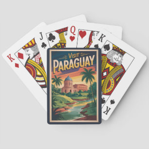 Paraguay Landscape Illustration Travel Art Vintage Playing Cards