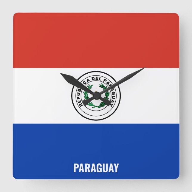 Paraguay National Flag Patriotic  Square Wall Clock (Front)