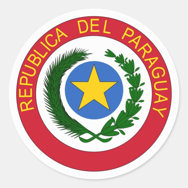 Paraguay Official Coat Of Arms Heraldry Symbol Classic Round Sticker (Front)