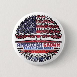 Paraguay Paraguayan American USA Tree Roots Flag 6 Cm Round Badge