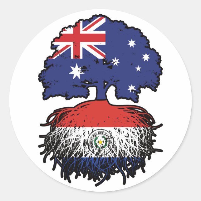 Paraguay Paraguayan Australian Australia Tree Root Classic Round Sticker (Front)