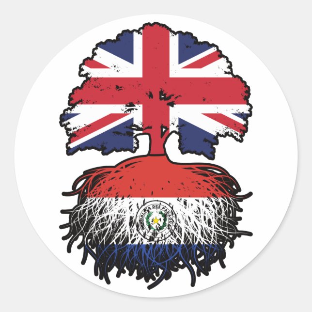 Paraguay Paraguayan British UK Tree Roots Flag Classic Round Sticker (Front)