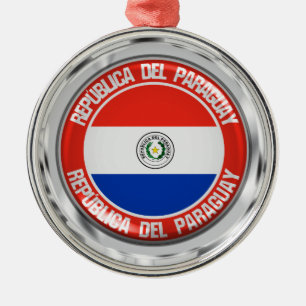 Paraguay Round Emblem Metal Tree Decoration