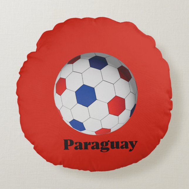 Paraguay Soccer Round Cushion (Front)