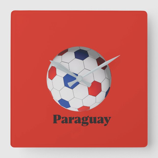Paraguay Soccer Square Wall Clock (Front)