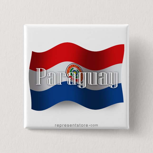 Paraguay Waving Flag 15 Cm Square Badge (Front)