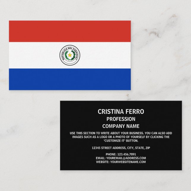 Paraguayan Flag, Flag of Paraguay Business Card (Front/Back)