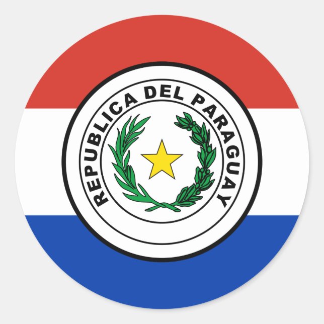 Paraguayan Flag & Seal, Flag of Paraguay Classic Round Sticker (Front)