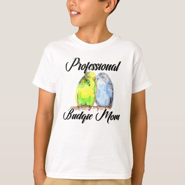 Parakeet Budgie Mama Budgie Watercolor T-Shirt (Front)