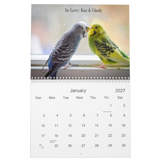 Parakeet calendar (Jan 2027)