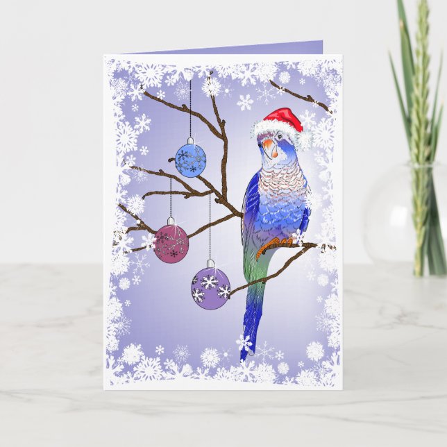 Parakeet Christmas Holiday Card (Front)