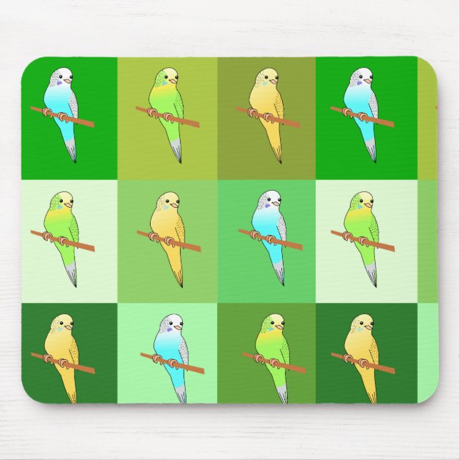 Parakeet Green Tiled pattern Mouse Mat (Front)