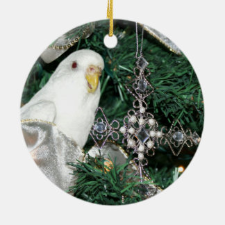 Parakeet in a Christmas tree Ceramic Tree Decoration
