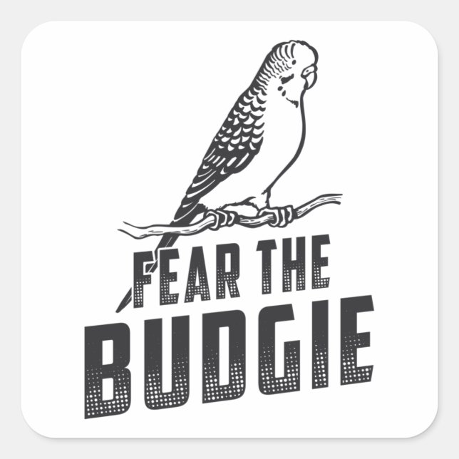 Parakeet Lover Fear The Budgie Budgerigar Birds Square Sticker (Front)
