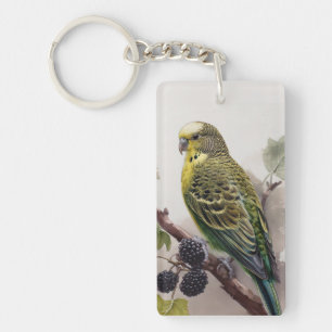 Parakeet on a Mulberry Branch Key Ring