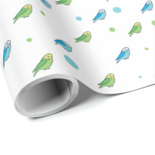 Parakeet polka dot wrapping paper