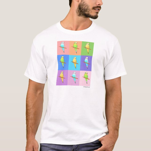 Parakeet Rainbow Rectangles T-Shirt (Front)
