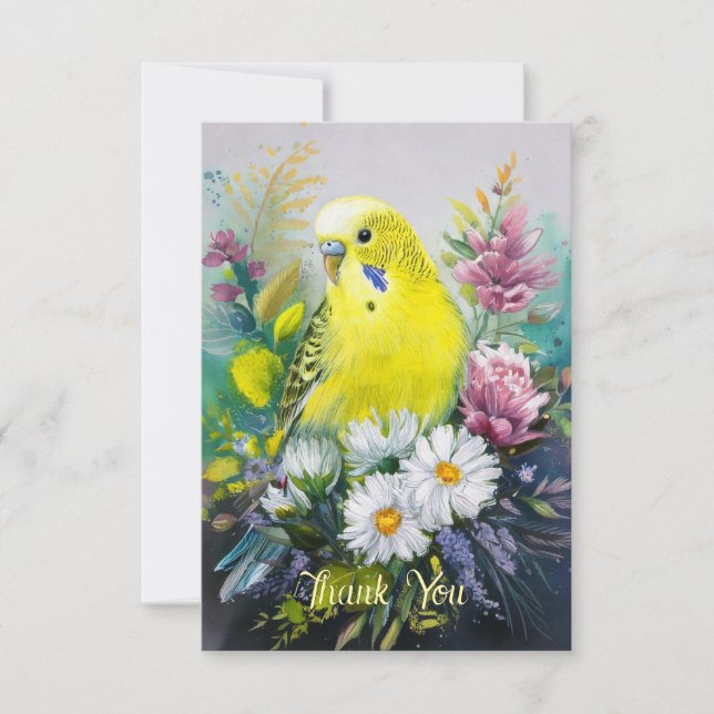 Parakeet Thank You Note Card (Front)