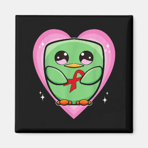 Parakeet With Ribbon Heart Disease Awareness Month Magnet